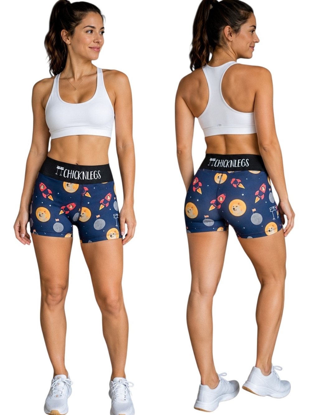 ChicknLegs Dogecoin Space Print Compression Running Shorts XS Like New